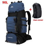 90L Large Capacity Hiking Backpack – Waterproof Travel, Camping & Mountaineering Rucksack (Black, Orange, Red, Blue, Dark Blue)