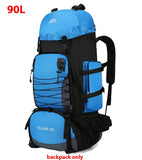 90L Large Capacity Hiking Backpack – Waterproof Travel, Camping & Mountaineering Rucksack (Black, Orange, Red, Blue, Dark Blue)