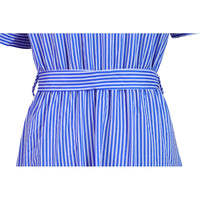 Fashionable Striped Short Sleeve Loose Medium Long Dress