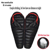 Winter White Goose Down Mummy Sleeping Bag | 3-Season Adult Camping Bag