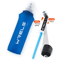 WRELS Collapsible Soft Water Bottle – BPA-Free TPU, Portable Folding Flask for Hiking, Camping, Running & Outdoor Adventure (500ml)