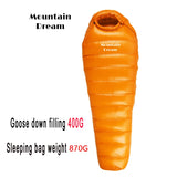 Winter White Goose Down Mummy Sleeping Bag | 3-Season Adult Camping Bag