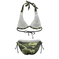 Green Camo Army Bikini Swimsuit Push Up Classic Camouflage Deep V Bikinis Set Funny Swimwear Printed Feminine Bikinis Beach Wear