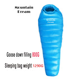 Winter White Goose Down Mummy Sleeping Bag | 3-Season Adult Camping Bag