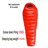 Winter White Goose Down Mummy Sleeping Bag | 3-Season Adult Camping Bag