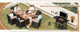 7-Piece Rattan Outdoor Patio Furniture Set | Lovewood Tabletop, PVC Wicker, Black | Terrace & Garden Reception Set