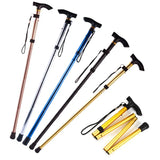 Clyine Telescopic Folding Walking Cane & Trekking Pole | Aluminum Alloy, T-Handle, Multifunction Hiking Stick