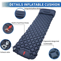 Ultralight Camping Air Mattress with Built-in Pump & Pillow – Inflatable Sleeping Pad for Backpacking, Hiking & Travel
