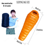 Winter White Goose Down Mummy Sleeping Bag | 3-Season Adult Camping Bag
