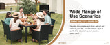 7-Piece Rattan Outdoor Patio Furniture Set | Lovewood Tabletop, PVC Wicker, Black | Terrace & Garden Reception Set