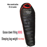 Winter White Goose Down Mummy Sleeping Bag | 3-Season Adult Camping Bag