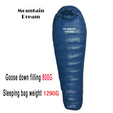 Winter White Goose Down Mummy Sleeping Bag | 3-Season Adult Camping Bag