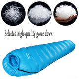 Winter White Goose Down Mummy Sleeping Bag | 3-Season Adult Camping Bag