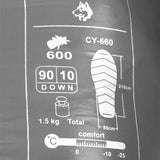 JUNGLE KING CY660 White Duck Down Mummy Sleeping Bag | 4-Season Camping, Hiking & Travel