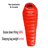 Winter White Goose Down Mummy Sleeping Bag | 3-Season Adult Camping Bag
