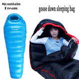 Winter White Goose Down Mummy Sleeping Bag | 3-Season Adult Camping Bag