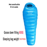 Winter White Goose Down Mummy Sleeping Bag | 3-Season Adult Camping Bag