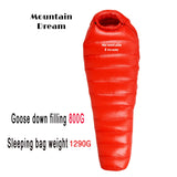 Winter White Goose Down Mummy Sleeping Bag | 3-Season Adult Camping Bag