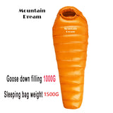 Winter White Goose Down Mummy Sleeping Bag | 3-Season Adult Camping Bag