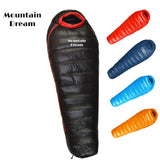 Winter White Goose Down Mummy Sleeping Bag | 3-Season Adult Camping Bag