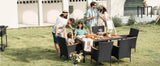 7-Piece Rattan Outdoor Patio Furniture Set | Lovewood Tabletop, PVC Wicker, Black | Terrace & Garden Reception Set