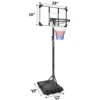 **Portable Height Adjustable Basketball Hoop - 5.6 to 7ft, 28-Inch Backboard, Indoor/Outdoor Goal System with Stable Base & Wheels**