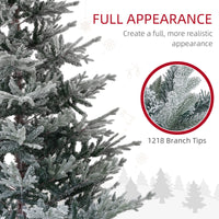 7.5ft Nordic Pine Artificial Christmas Tree with 1218 Snow Flocked Tips, Foldable Metal Stand, Easy Assembly, Hinged Xmas Tree for Home Office Holiday