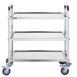 VEVOR Stainless Steel Cart, 3 Layers Lab Utility Cart 400 lbs Weight Capacity, Medical Cart with Lockable Universal Wheels, for Lab, Clinic, Kitchen, Salon