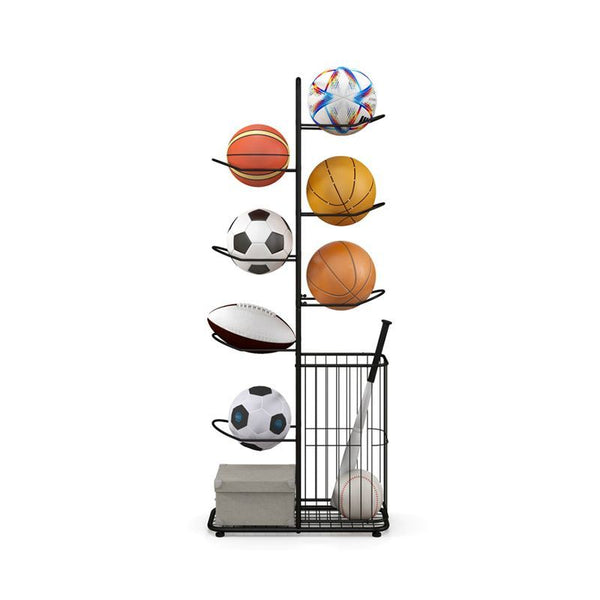 7-Ball Storage Rack - Durable Sports Equipment Organizer for Basketballs, Soccer Balls, Footballs, and More