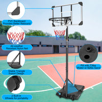 **Portable Height Adjustable Basketball Hoop - 5.6 to 7ft, 28-Inch Backboard, Indoor/Outdoor Goal System with Stable Base & Wheels**