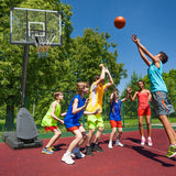 Portable Height Adjustable Basketball Hoop - 7.5 to 10ft, 44-Inch Backboard, Outdoor Basketball Goal System with Stable Base & Wheels