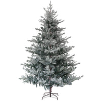 7.5ft Nordic Pine Artificial Christmas Tree with 1218 Snow Flocked Tips, Foldable Metal Stand, Easy Assembly, Hinged Xmas Tree for Home Office Holiday