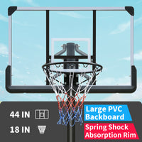 Portable Height Adjustable Basketball Hoop - 7.5 to 10ft, 44-Inch Backboard, Outdoor Basketball Goal System with Stable Base & Wheels