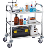 VEVOR Stainless Steel Cart, 3 Layers Lab Utility Cart 400 lbs Weight Capacity, Medical Cart with Lockable Universal Wheels, for Lab, Clinic, Kitchen, Salon