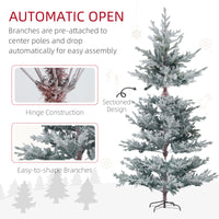 7.5ft Nordic Pine Artificial Christmas Tree with 1218 Snow Flocked Tips, Foldable Metal Stand, Easy Assembly, Hinged Xmas Tree for Home Office Holiday