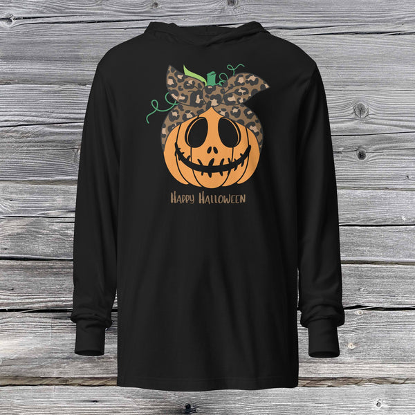 Happy Halloween Jack-O-Lanturn Hooded long-sleeve tee