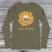 Happy Halloween Skull Flower Unisex Long Sleeve Tee
