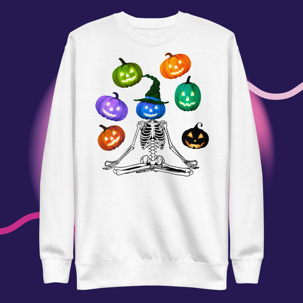 Halloween Pumpkin Skeleton Fun Unisex Premium Sweatshirt