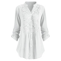 Lace panel lace shirt