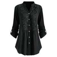 Lace panel lace shirt