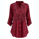 Lace panel lace shirt