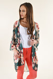 Chiffon Printed Cardigan Sunscreen Long Kimono Bikini Blouse