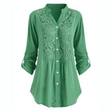 Lace panel lace shirt