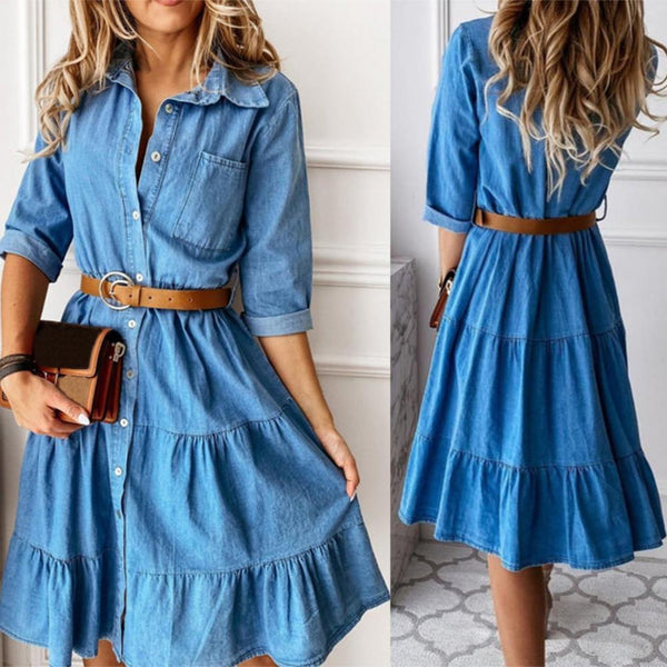 Alyana Short Sleeve Denim Maxi Dress - Medium Wash | Fashion Nova, Dresses  | Fashion Nova